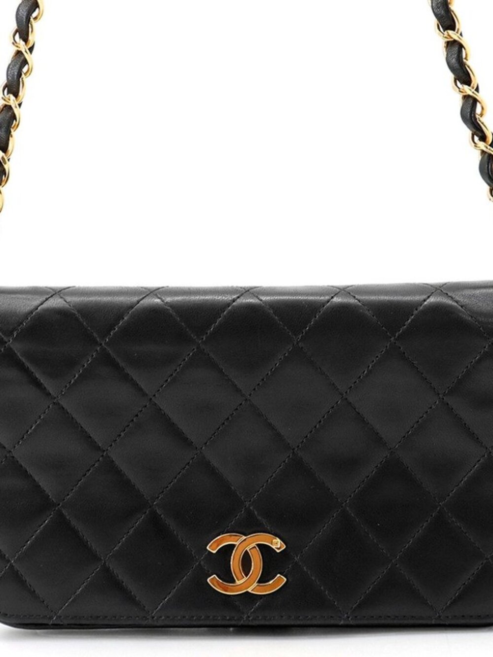 Chanel Chain Shoulder Bag Quilted CC Logo Lambskin Black
